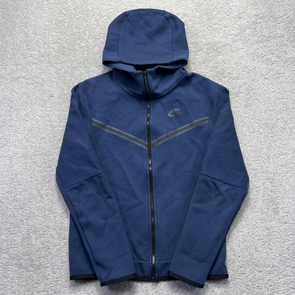 Nike Hoodie Jacket Mens Small Blue Tech Fleece Full Zip Activewear Techwear